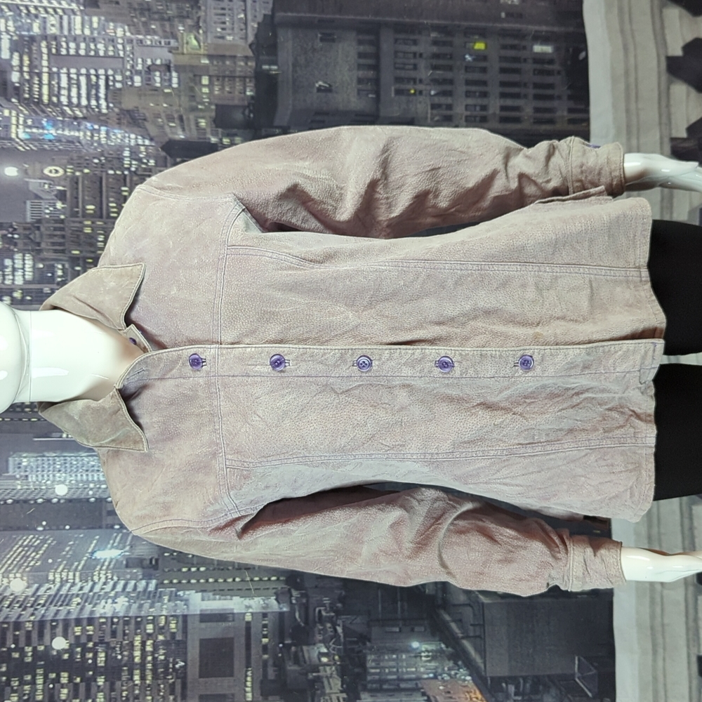 A.M.I. sz S 100% Leather Rare Vintage Lavender Button Down Jacket